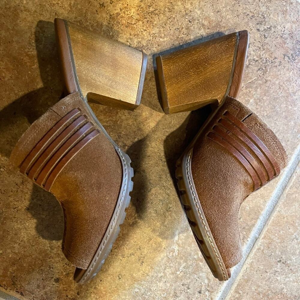 Timberland Strafford Suede chestnut leather mule Heels sz 9.5